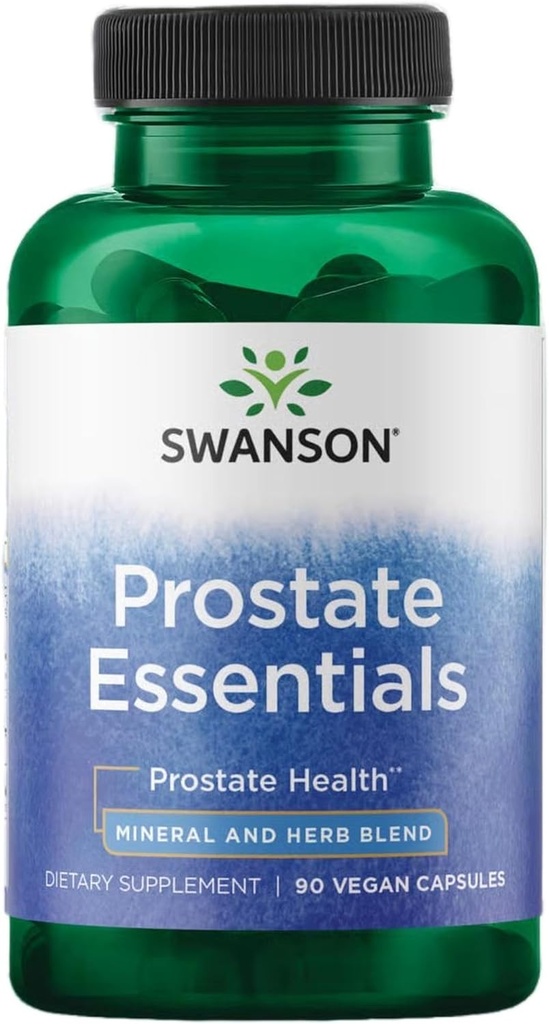 Swanson Prostate Essentials - Supplément minéral et à base de plantes Promouvoir le soutien à la santé de la prostate - Zinc et Saw Palmetto Formule aidant le flux urinaire et le contrôle de la vésicule -(90 Capsules de Veggie) 1 Pack