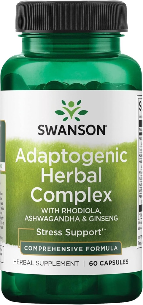 Swanson Rhodiola Ashwagandha Ginseng complexe énergie fonction immunitaire système nerveux stress soutenir Adaptogen complément à l'herbe 60 capsules