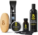 L'ensemble de grooming Club Beard: Trimmer pour hommes et kit d'entretien - Comprend le trimeur électrique sans fil, le rasoir droit, le shampooing, le baume et l'huile de cèdre, brosse - 8 guides, 45 longueurs