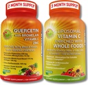 Quercetine avec Bromelain, Vitamine C & Zinc et Vitamine Liposomique C 1500mg – Ensemble de soutien immunitaire avec cerise acérola biologique, Camu Camu et antioxydants alimentaires entiers – végétalien, non-OGM, étiquette propre