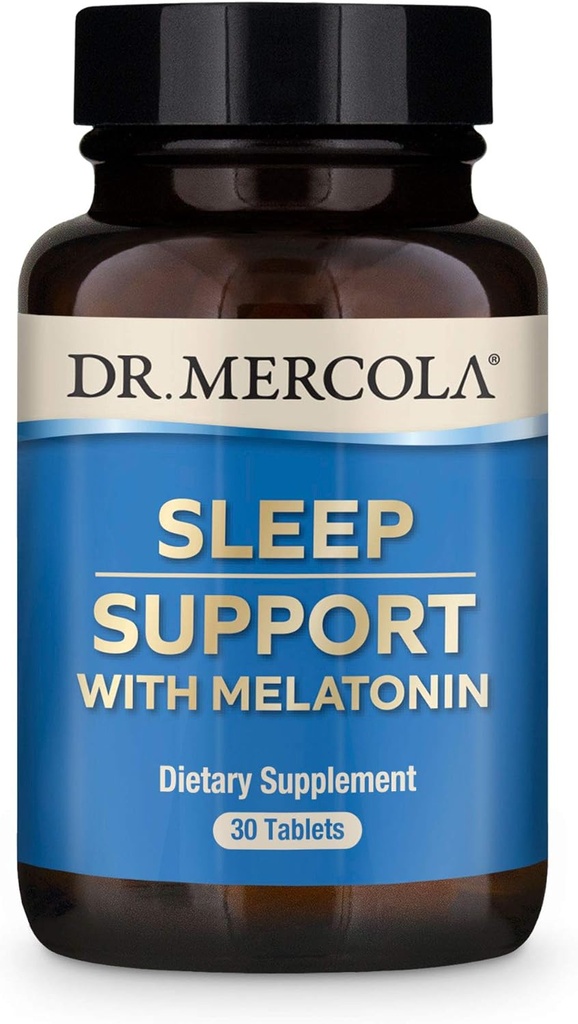 Dr Mercola Melatonin Soutien de sommeil, 30 portions (30 comprimés) Non OGM, sans soja, sans gluten