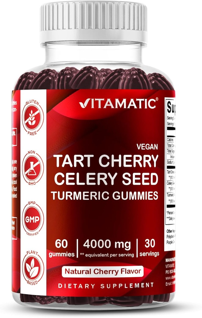 Cerise à tart vitamatique avec gommies de graines de céleri - 4000mg Équivalent par portion (à partir de 10:1 Extrait 400 mg)