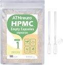 Taille 1 Capsule Vegan vide avec 2 Micro Spoons - 100 Capsules Végétariennes de Compte - Capsules de pilule vide pour suppléments de poudres
