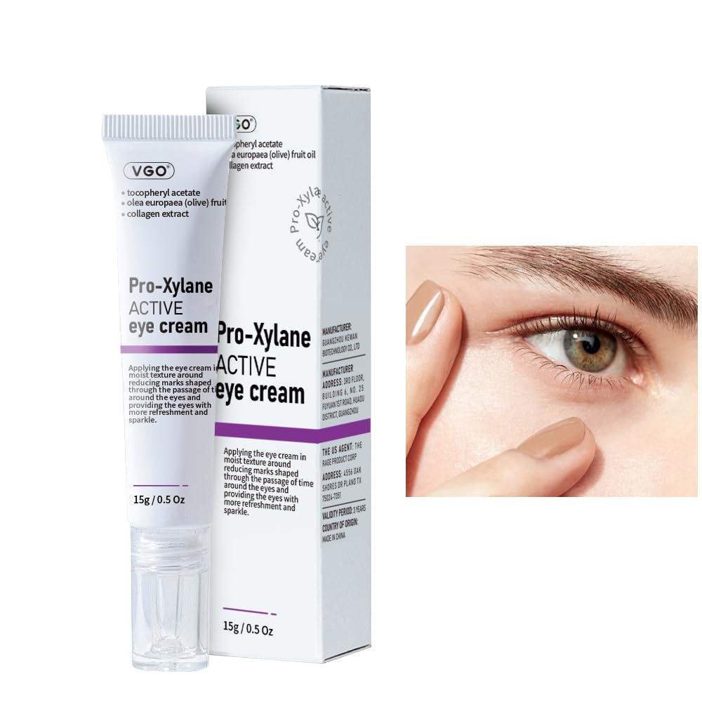 Crème pour les yeux VGO 2% Pro-Xylane Crème de réparation pour les yeux pour les cercles sombres et les poches sous les yeux, Pro Xylane + acide hyaluronique 6D pour la peau ferme, réduire les rides, les lignes fines, 15g/0,5 Oz