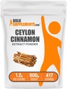 BulkSupplements.com Poudre d'extrait d'écorce de cannelle - supplément de cannelle de Ceylan, supplément à base de plantes - végétalien et sans gluten, 1,2g par portion, 500g (1,1 lb) (paquet de 1)