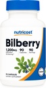 Nutricost Bilberry Capsules 1200mg Équivalent (90 capsules végétariennes) - Sans gluten et sans OGM