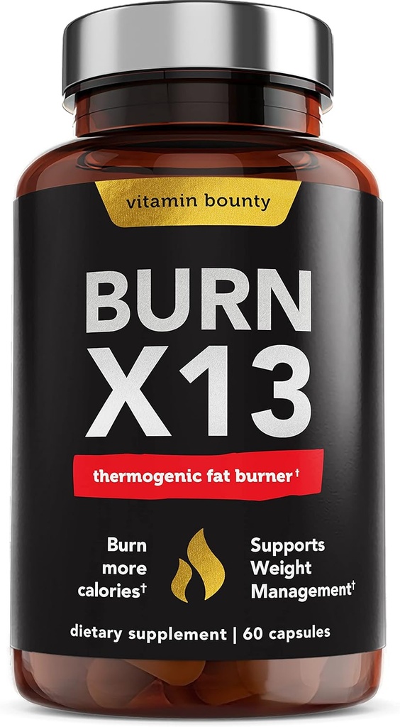 Fat Burner Thermogénique avancé de vitamine Bounty pour les hommes et les femmes - Burn X13 supplément de perte de poids avec 13 ingrédients puissants - Booster de métabolisme, énergie et contrôle de l'appétit - 60 capsules