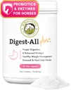 Wholistic Pet Organics Digest-All Plus: Poudre de probiotiques pour chevaux - 1 Lb - Probiotiques et prébiotiques équidés avec enzymes digestives - Suppléments digestifs équidés pour le gaz, la constipation et la santé gustative