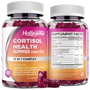 Suppléments de cortisol pour femmes hommes, Gommies de cortisol avec Ashwagandha, Magnésium, L-Theanine, Phosphatidylsérine, B6 pour la désintoxication de Cortisol, Relaxation, Sommeil, Focus, Sans sucre, Vegan, 120