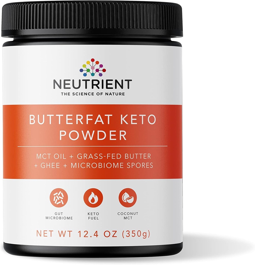 Neutrient Keto MCT Oil Powder | with Coconut Sourced MCT Oil & Ghee with Grass Fed Butter | Delicious Morning Keto Coffee Creamer for Ketosis Support | Fuel for Body & Brain