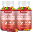 Gummies de citrate de calcium - 1200mg Gummies de calcium avec vitamine de zinc de magnésium D3,K2, B6, B12 pour os, muscles, articulations, soutien immunitaire, supplément de calcium haute absorption pour les femmes et les hommes 2 paquets