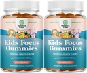 Kids Focus Gummies - Nootropics Brain Support Supplement for Kids with Green Tea Extract, B6 & B12 Vitamins for Memory and Brain Focus - Herbal Concentration Chews for Children - 90 Count - 2 Pack