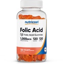 Acide folique Nutricost (Vitamine B9) Gummies végétariennes (120 Gummies, 1 mg d'acide folique par portion) - Supplément pour les hommes et les femmes