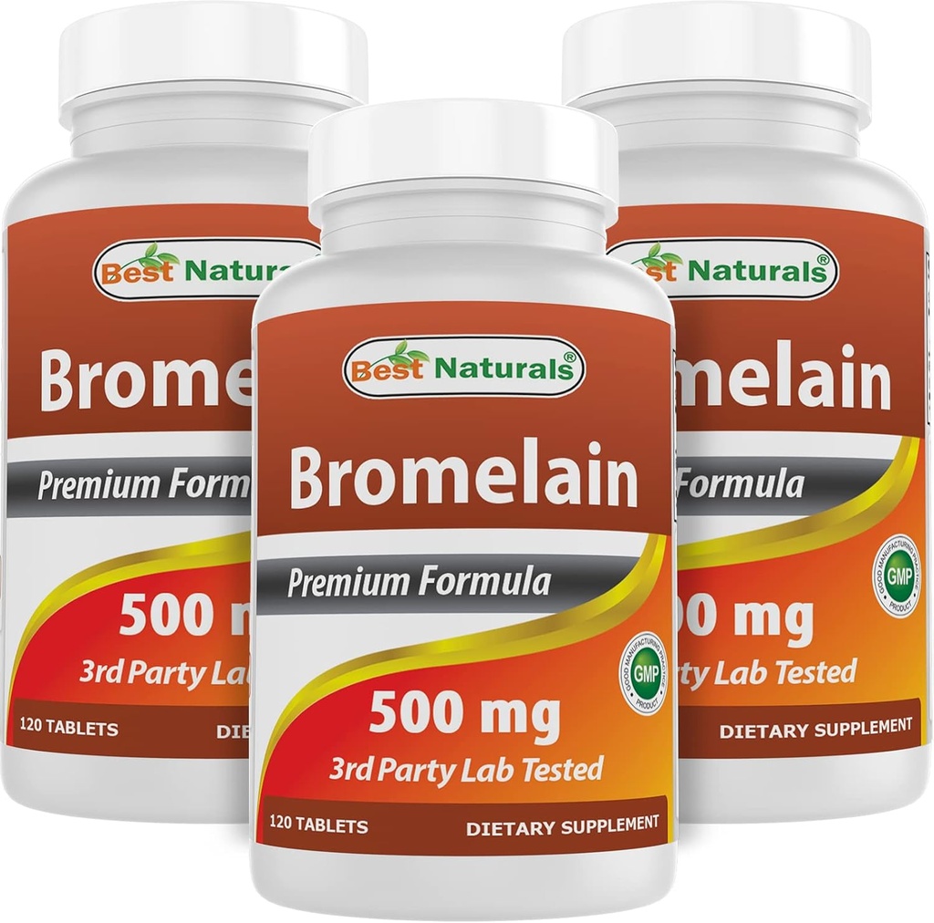 Meilleurs naturels Bromelain 500mg 120 comprimés (120 Nombre (paquet de 3))