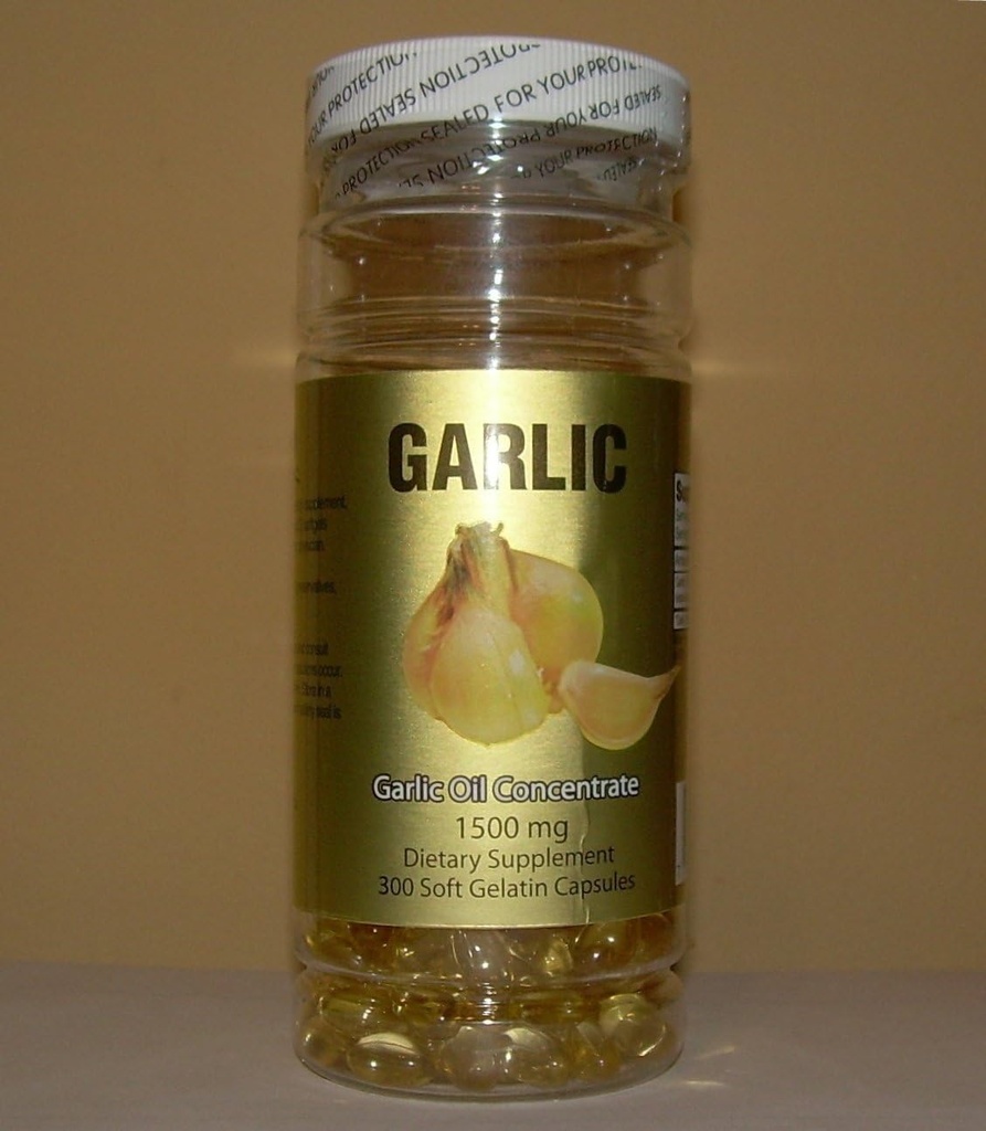 Huile d'ail concentré 1500 MG, sans cholestérol, 300 capsules de gélatine molle