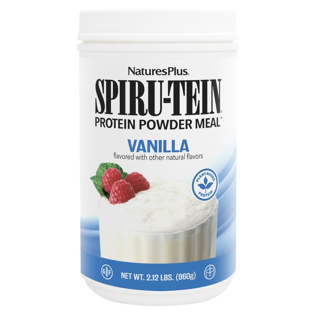 NaturesPlus SPIRU-TEIN, Vanille - 2,12 lbs - Poudre de protéines de spiruline - Vitamines et minéraux pour l'énergie - Végétarien, sans gluten - 32 portions