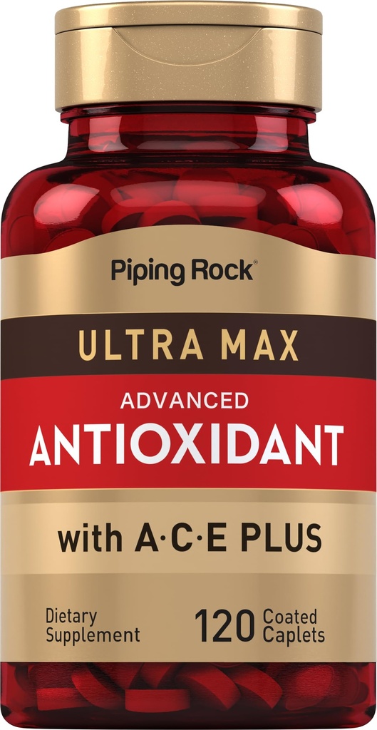 Piping Rock Antioxydant Suppléments 120 Caplets Formule avancée pour les hommes et les femmes avec vitamine A, C, E-Complexe Ultra Max