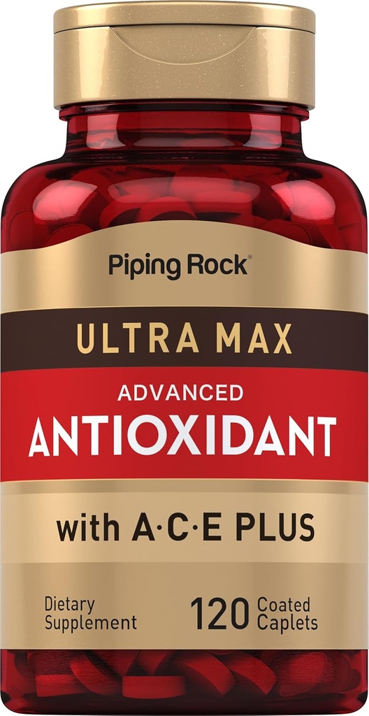 Piping Rock Antioxydant Suppléments 120 Caplets Formule avancée pour les hommes et les femmes avec vitamine A, C, E-Complexe Ultra Max