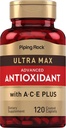 Piping Rock Antioxydant Suppléments 120 Caplets Formule avancée pour les hommes et les femmes avec vitamine A, C, E-Complexe Ultra Max