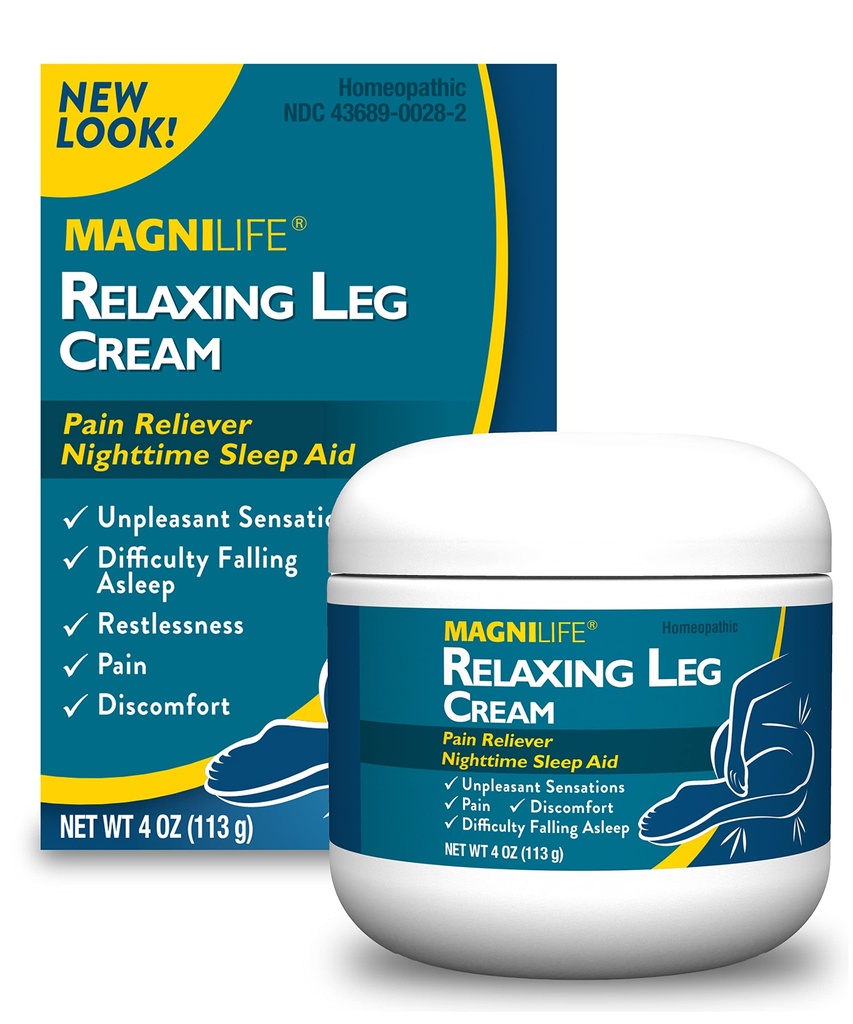 MagniLife Crème pour jambes relaxantes, jambes sans repos, topique de pénétration profonde pour la douleur, naturellement assainissant la crampe, le malaise, et le massage avec la lavande et le magnésium - 4oz