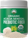 Acacia bio Sénégal Poudre de fibre prébiotique. Non aromatisé USDA biologique à base de plantes Soluble végétalien Prébiotiques Gut complément de santé avec enzymes digestives. HSA + Vitamines admissibles ASF seulement approuvées