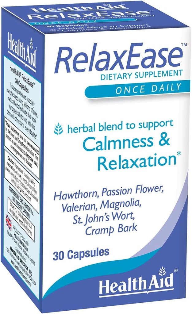 RelaxEase, mélange à base de plantes pour soutenir l'harmonie et la tranquillité, une fois par jour, 30 ct, aide à promouvoir la santé et la détente