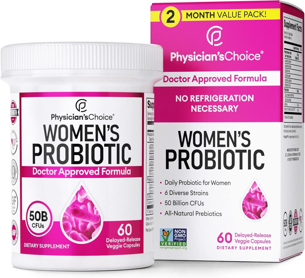 Yhn Femmes Probiotique 50 Million Capsules CFU, supplément probiotique pour les femmes avec 50 Million CFU Plus ingrédients prouvés cliniquement,60 Ct.