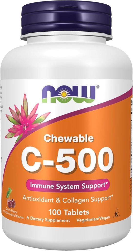 MAINTENANT Suppléments, Vitamine C-500, Protection antioxydante*, Saveur de cerise, 100 Losanges à croquer