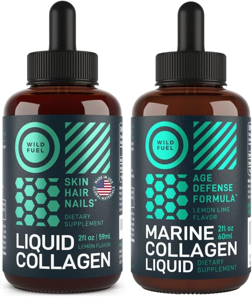 Collagène liquide marin et collagène liquide WILD FUEL avec ensemble amélioré de collagène Biotine