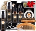 XIKEZAN Beard Kit pour hommes Grooming & Care w/Beard Conditioner, Laver, Huile, Baume, Brosse, Peigne, Pères de Birthday Valentines Cadeaux pour hommes lui papa mari boyfriend Cadeaux de Noël hommes Bas Stouffers