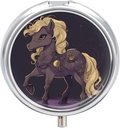 Rond Pill Case 3 Compartiment Clip Art of A Horse Pill Box Mini Medicine Pill Organizer Portable Travel Pillbox for Pocket Purse Metal Pill Container for Vitamines Fish Oil Suppléments