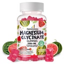 Glycinat de magnésium 2500mg - Supplément de potassium de magnésium sans sucre avec vitamine D, B6, CoQ10 pour l'humeur calme et le soutien du sommeil - 90 Gummées de pastèque