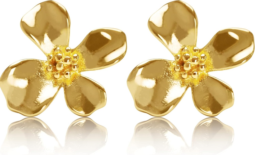 14K Or plaqué 925 argent sterling fleur boucles d'oreilles Lily Stud
