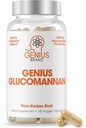 Genius Glucomannan - Glucomannan Capsules pour la santé digestive, l'énergie et le soutien de la satiété - Fibre naturelle pour le confort de l'estomac - Non-OGM et végétalien - 180 Capsules Veggie