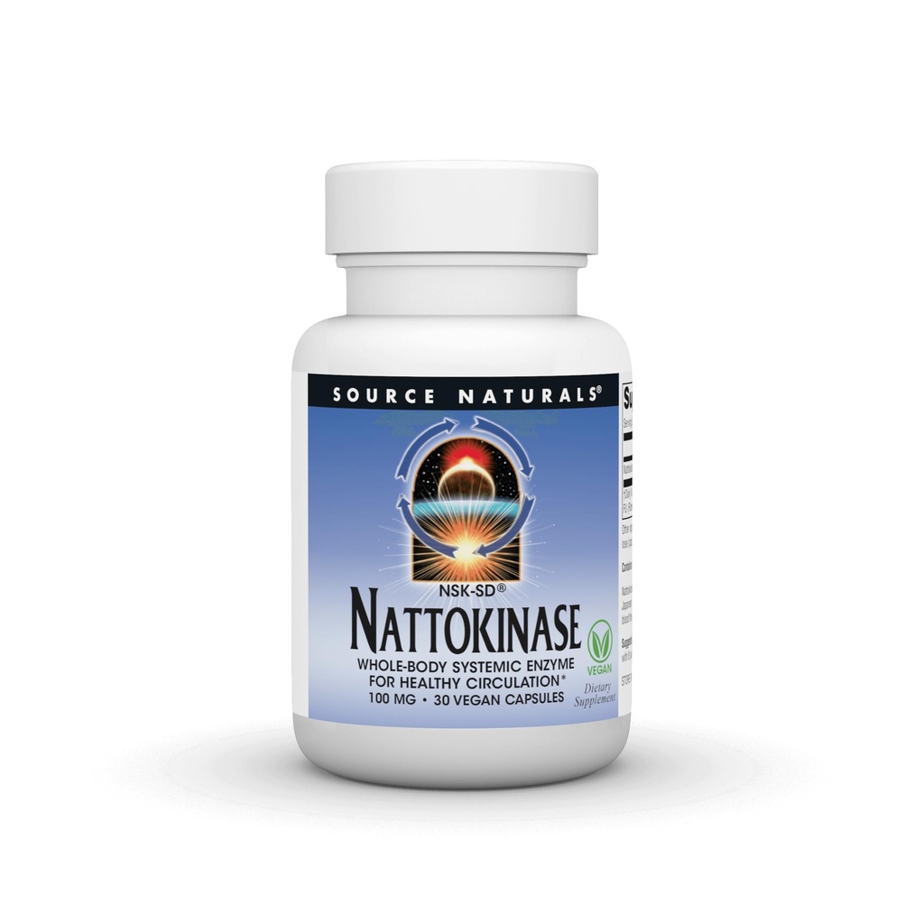Source Naturals NSK-SD Nattokinase, Enzyme sytémique du corps entier pour une circulation saine*, 100mg, 30 Capsules de végétalien