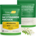Supplément NAD+ avec Nicotinamide Riboside-Liposomal Nicotinamide Riboside 900Mg, Supplément NAD haute pureté pour anti-âge,Energy,Focus-80 Capsules