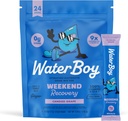 Waterboy week-end de récupération de $ 3,187mg Electrolyte en poudre Packets $ Ginger + L-Theanine + Vitamines $ Pas de sucre, tout naturel, sans gluten $ 24 Buvez des mélanges de bâton (Grape)