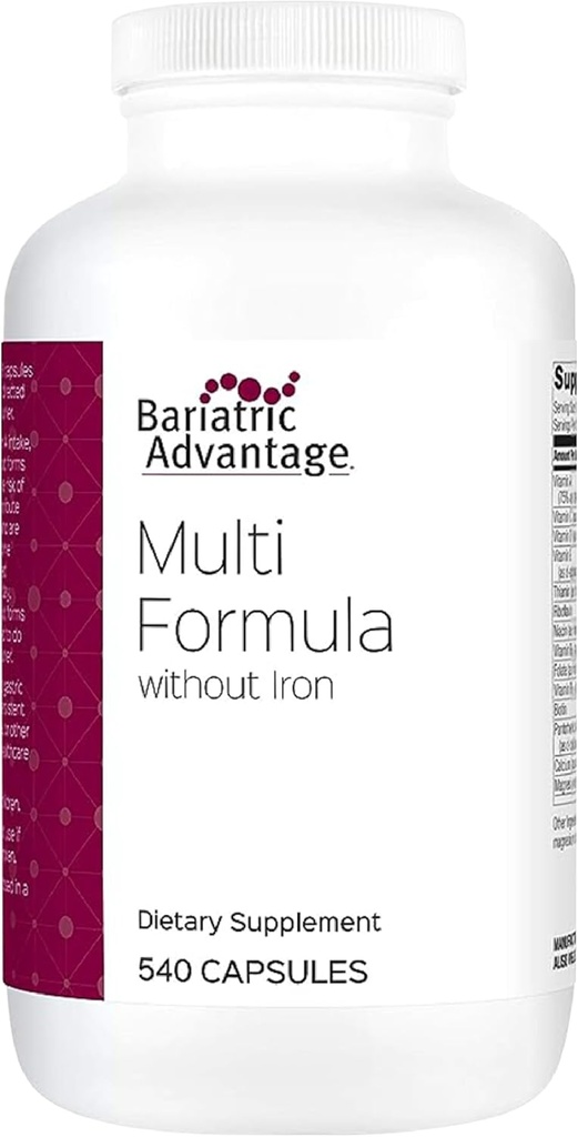 Avantage bariatrique Multiformule sans fer, multivitamine quotidienne de haute puissance pour les patients de chirurgie bariatrique avec 22 vitamines et nutriments essentiels - 540 Capsules