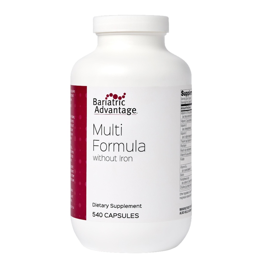 Bariatric Advantage Multi Formula Without Iron, High Potency Daily Multivitamin for Bariatric Surgery Patients with 22 Essential Vitamins and Nutrients - 540 Capsules