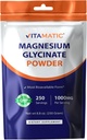 Vitamatic Magnesium (from Glycinate & Oxide) - Supports Muscle, Joint, and Heart Health 250 Grams