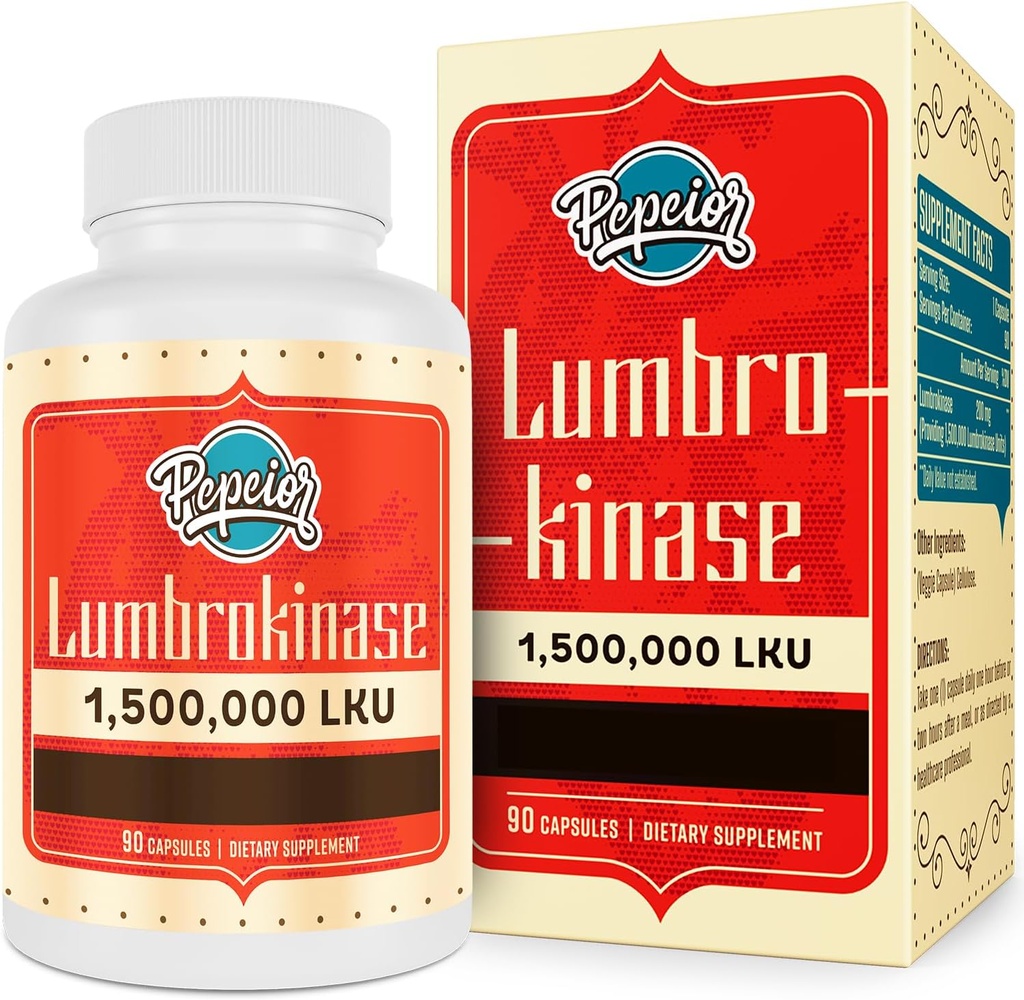 Lumbrokinase 200mg (Max Activity 1 500 000 LKU) - Supplément d'enzymes Lumbrokinase, plus efficace que la Nattokinase - 90 Capsules