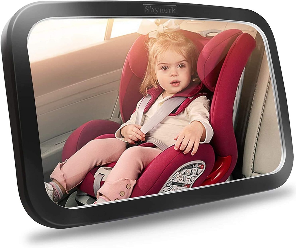 Rétroviseur de voiture pour bébé Shynerk, rétroviseur de sécurité pour bébé face à l'arrière avec large vue claire en cristal, anti-éblouissement, rotation à 360°, test de choc et certifié