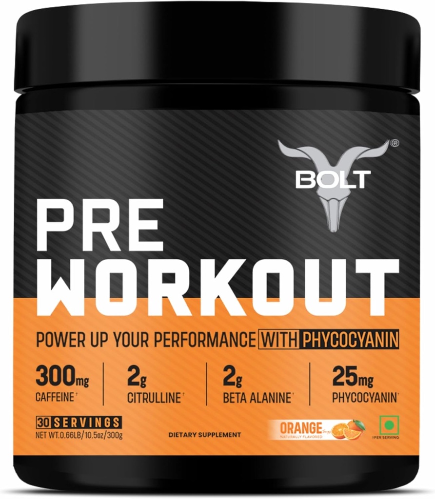 Supplément de pré-entraînement bolt avec caféine, malate de citrulline, B-Alanine, Taurine