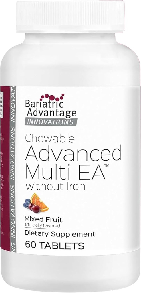 Avantage bariatrique Récupérable Multi EA avancé sans fer, multivitamine quotidienne de haute puissance pour les patients de chirurgie bariatrique, y compris le pont gastrique, gastrectomie à manches, DS - Fruits mélangés, 60 Compte