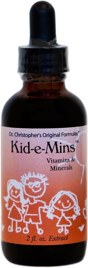 Formules originales de Christopher Vitamines et minéraux pour les enfants-E-Mins, saveur d'orange naturelle, multivitamine liquide pour enfants, 2 oz