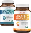 Respiration et vitamine C (1-Mois) Respiration Easy Bundle - Soutien respiratoire Deep Lung Cleanse for Airway Health (60 capsules) & Vitamine C Supplément de soutien immunitaire - Immunity Boost Blend (60 capsules)