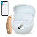 Aide auditive unique RIC pour les aînés ,CUSTOM FIT numérique sur-le-Counter Rechargeable Acouphène Masking Solution d'aide auditive premium pour les adultes, Appel Bluetooth presque invisible activé, automatique, 1pc côté gauche