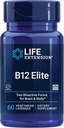 Life Extension B12 Elite, adénosylcobalamine, méthylcobalamine, deux formes actives pour la santé cérébrale et la production de dopamine, non-OGM, sans gluten, végétarien, 60 losanges