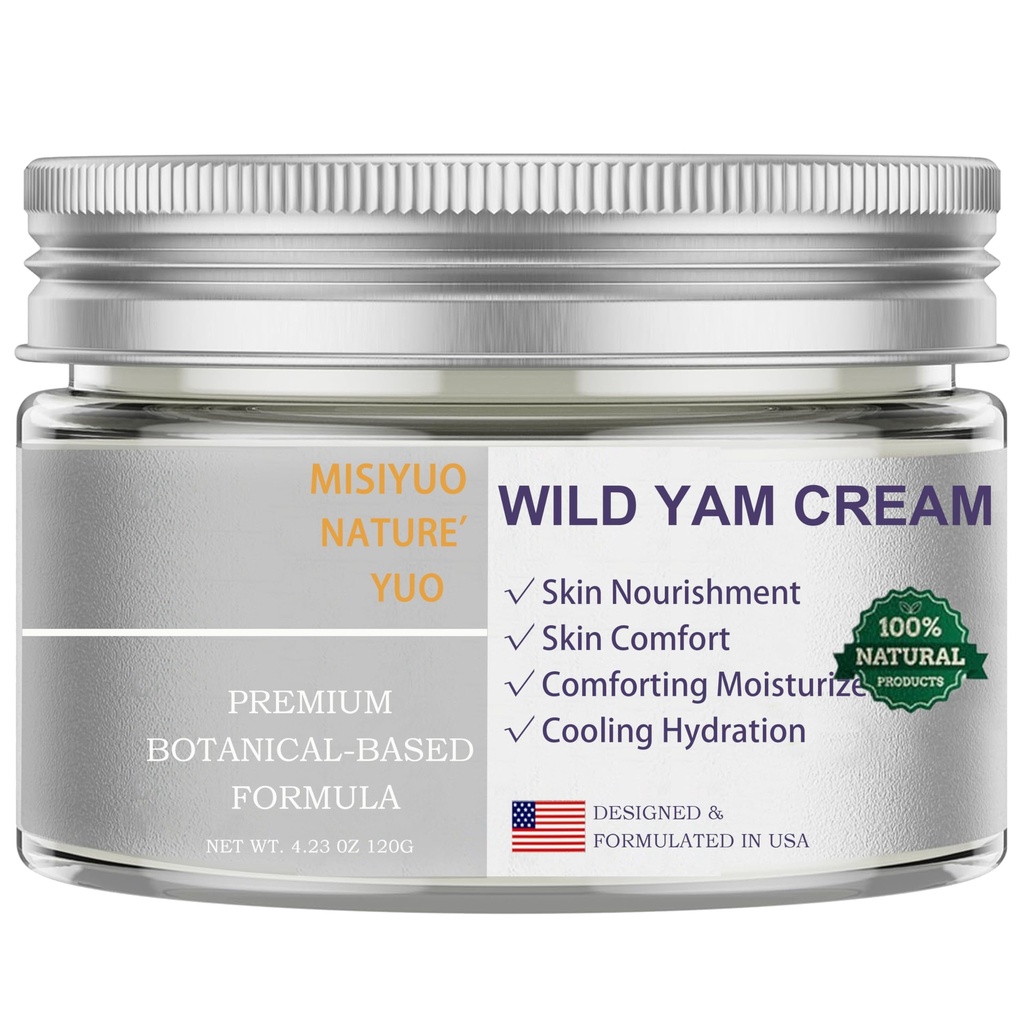 Crème de Yam sauvage biologique pour les femmes - Confort de la peau apaisante, ingrédients naturels, 120g