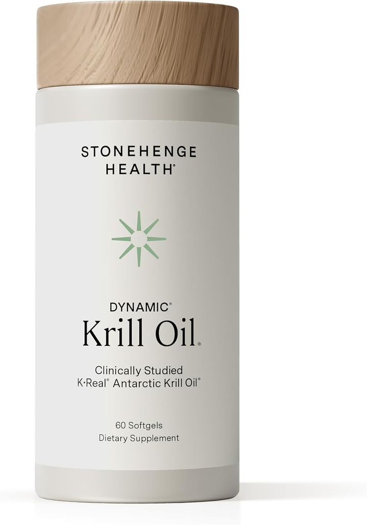 Stonehenge Health Dynamic Krill Oil 1600mg – Triple Strength Antarctic Omega-3 Supplement with EPA, DHA, Phospholipids & 2mg Astaxanthin – Supports Heart, Brain, Skin, Joint & Eye Health – 60 Softgels
